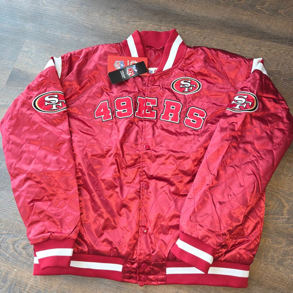 Starter San Francisco 49ers Scarlet Satin Varsity Jacket XL